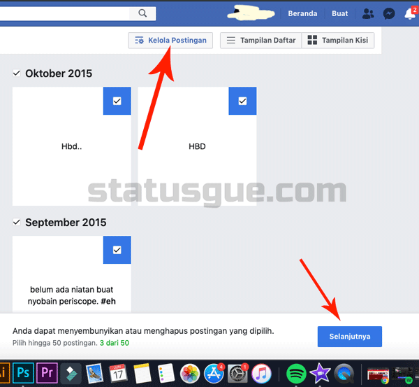 Cara Hapus Status Masa Lalu di Facebook Sekaligus • statusgue.com