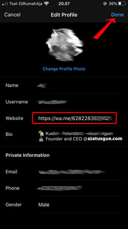 Cara Membuat link WA  di Bio IG  statusgue com